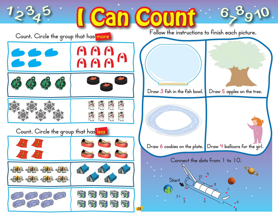 Kindergarten Workbook (Floorpad): Reading, Math and more: Colourful large-format - Canadian Curriculum Press