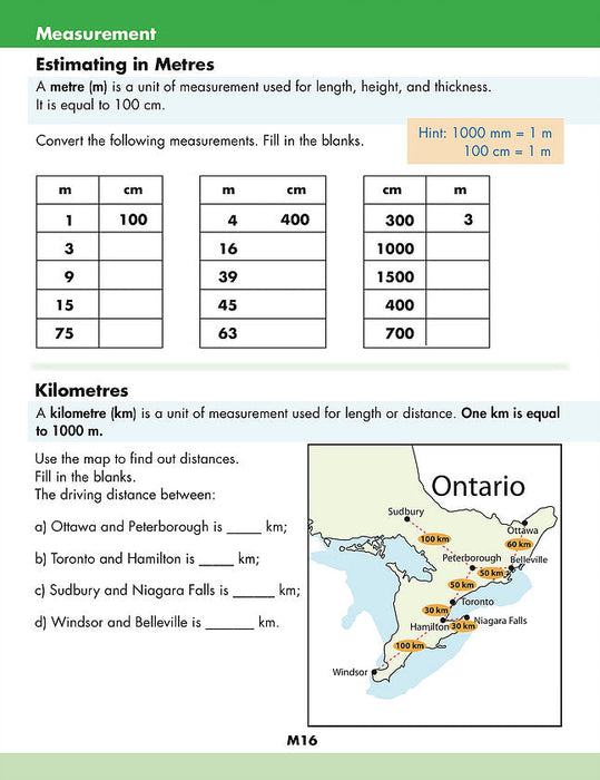 inside page of math section, index measurement 