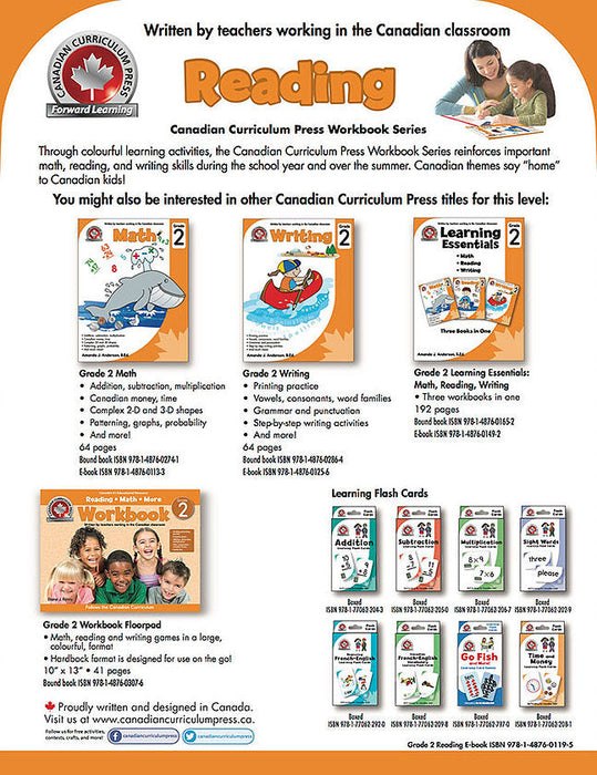 Its activities focus on letter sounds, the silent 'e', sequencing and predicting, summarizing, main ideas, and much more. Using fun Canadian themes, the workbook allows children to practise reading in ways they will enjoy. Written by a teacher working in a Canadian classroom, this book fosters stronger readers and prepares young minds for success in the classroom. 64 pages // ISBN: 9781487602802