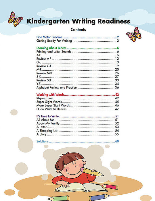 Writing Readiness Kindergarten Workbook: Print Aa To Zz Plus Letter Fun, Pencil Control Activities, Sight Words, Rhyming - Canadian Curriculum Press