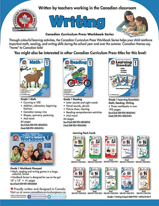 Grade 1 Writing Workbook: Printing Pratice And Alphabet Activities, Punctuation and Grammar - Canadian Curriculum Press