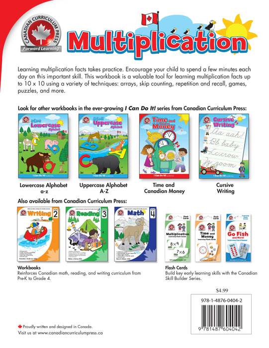 Learning multiplication facts takes practice. Encourage your child to spend a few minutes each day on this important skill. This workbook is an important tool for learning multiplication facts up to 10 x 10 using a variety of techniques: arrays, skip counting, repetition and recall, games, puzzles, and more!