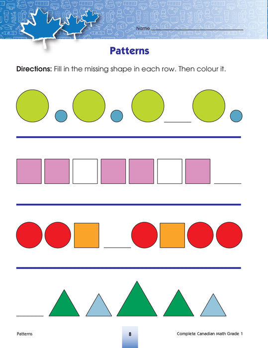 Complete Canadian Math Grade 1