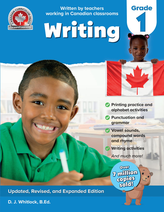 Grade 1 educational workbook front cover writing 