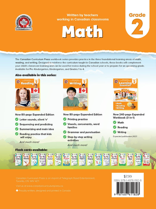 Back cover grade 2 math workbook, isbn 9781487611828