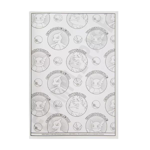 Coloring book page with various Pokémon illustrations on a white background