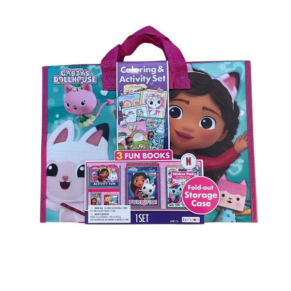 Coloring and activity set with books and storage case featuring a character from Gabby's Dollhouse 