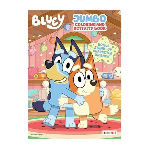 Bendon Bluey Jumbo Coloring & Activity Book featuring Disney Bluey characters, 64 pages of coloring and activities for kids aged 3+