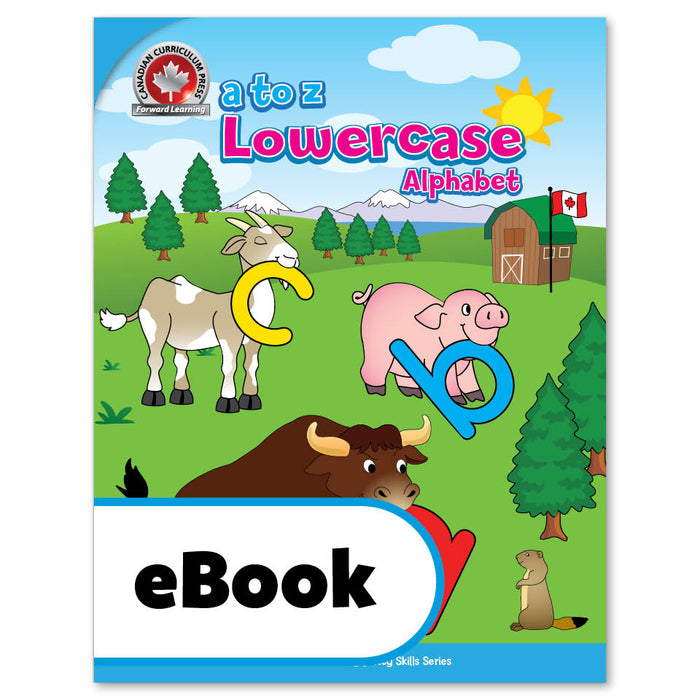 The A to Z Lowercase Alphabet workbook reinforces beginning alphabet skills in preparation for reading and writing. It guides children to recognize, trace, and print lowercase letters as well as to recognize letter sounds by naming illustrations and hearing silly sentences that may be read aloud by an adult. Canadian themes throughout say 'home' to Canadian kids!   64 pages // ISBN: 9781487606336