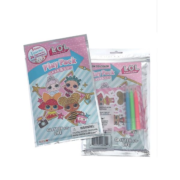 L.O.L. Surprise Play Pack back view showing included markers and stickers