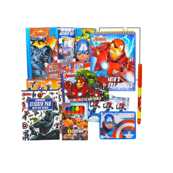 Marvel Avengers Colouring & Adventure Set – Superhero Activity Case with Books, Stickers, Games & Crayons