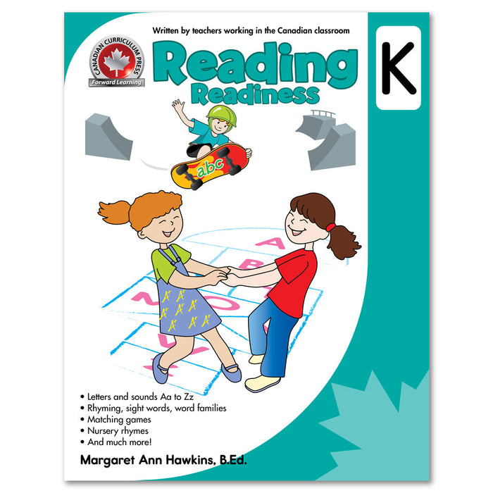 The full-colour CCP Kindergarten Reading Readiness workbook helps children practise key early reading skills that are part of the kindergarten curriculum across Canada. Its colourful activities develop recognition of letters and sounds from Aa to Zz and build early word skills through practice of rhyming, sight words, word families, matching, nursery rhymes, and much more. This book fosters early reading skills and confidence in the classroom. 64 pages // ISBN: 9781487602772