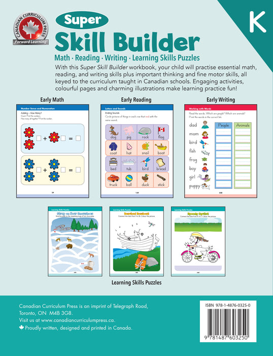 Super Skill Builder Kindergarten: Math, Reading, Writing, Learning Skills Puzzles - Canadian Curriculum Press