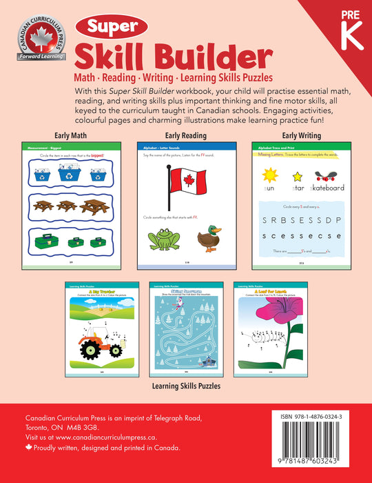 Super Skill Builder Pre-K: Math, Reading, Writing, Learning Skills Puzzles - Canadian Curriculum Press