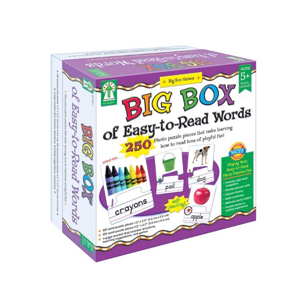 Front of Key Education Big Box of Easy-to-Read Sight Words Puzzle with colorful design on white background