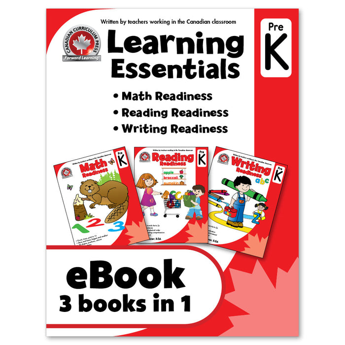 eBook Learning Essentials Pre-Kindergarten: 3 Books in 1 Workbook - Canadian Curriculum Press