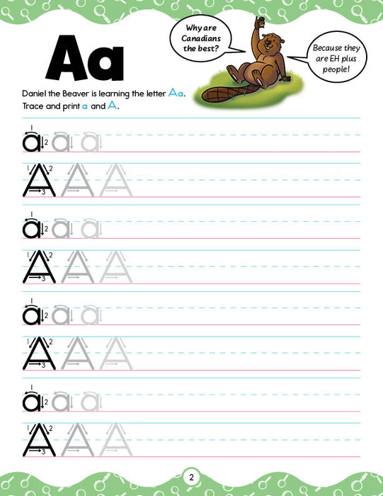 Join Daniel the Beaver, as he travels through the alphabet, learn long and short vowel sounds, learn consonant sounds and digraphs, and complete practise questions keyed to the Canadian curriculum.  This downloadable and printable eBook will help kids practise letter writing, and practise simple words and letter sounds.