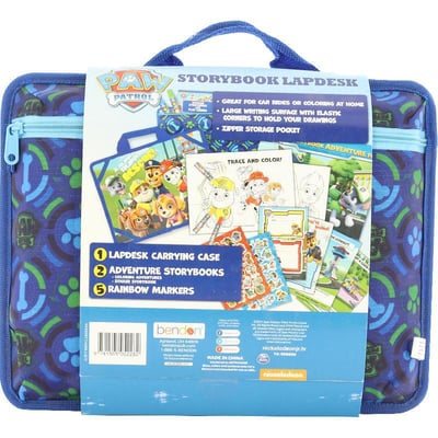 This Bendon Publishing PAW Patrol Storybook Lap Desk will keep little ones entertained for hours. It features a carrying case with handle that makes it easy to transport and take on the go. This kids' lap desk comes with three crayons and one activity storybook with sticker sheet. Kids will enjoy coloring with their favorite characters. This storybook desk conveniently sits in your child's lap and makes an ideal gift for any time of the year.
