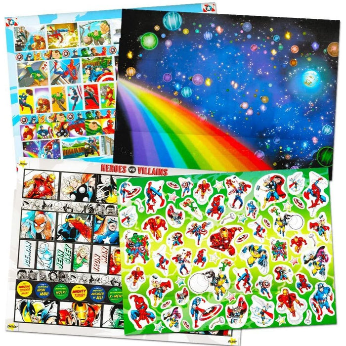 Giant Sticker Pad Marvel's Avengers Oversized sticker pad with over 1000 repositionable stickers Featuring a variety of character themes and poses for endless creativity Includes full colour poster scenes and design pages for coloring fun Officially licensed product Great for travel