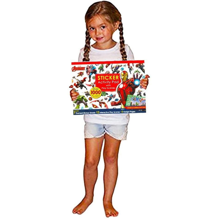 Giant Sticker Pad Marvel's Avengers Oversized sticker pad with over 1000 repositionable stickers Featuring a variety of character themes and poses for endless creativity Includes full colour poster scenes and design pages for coloring fun Officially licensed product Great for travel