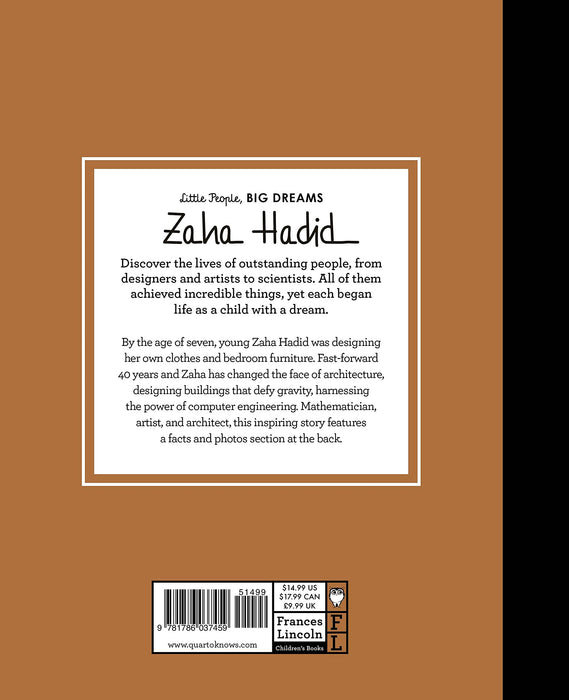 Back cover of the book with Zaha Hadid Bio