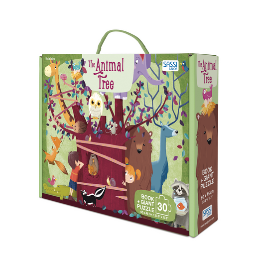 Are you ready to venture into the forest to discover the curious and surprising animal tree and all its secrets?  Have fun assembling the giant puzzle and learning the stories of the fantastic creatures that populate this forest full of wonders!  The foil-embellished box contains a giant 60-piece puzzle.  Ideal for ages 5 and up