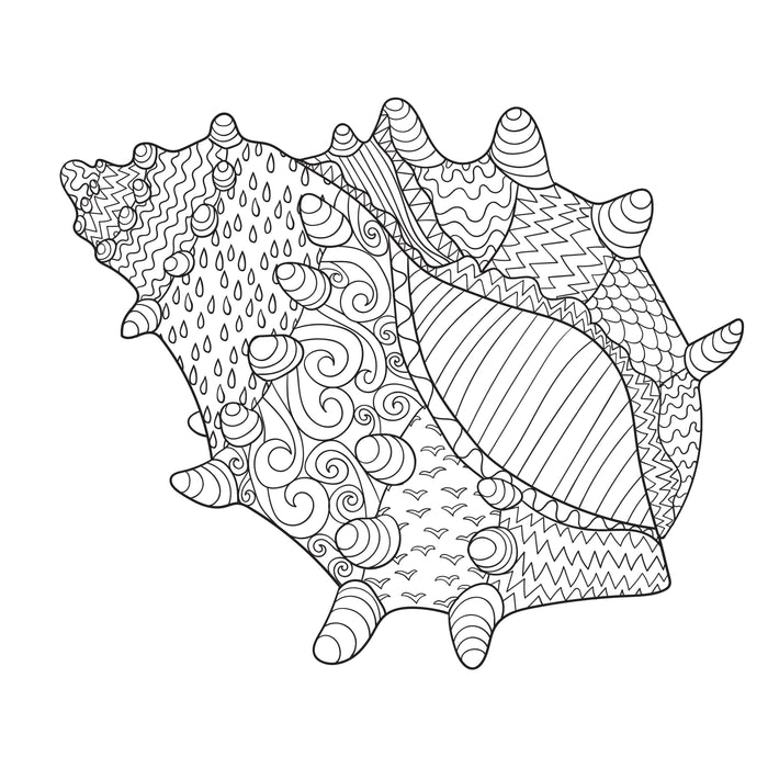Close-up of an intricate island-themed design in The Colours of the Islands Adult Colouring Book.
