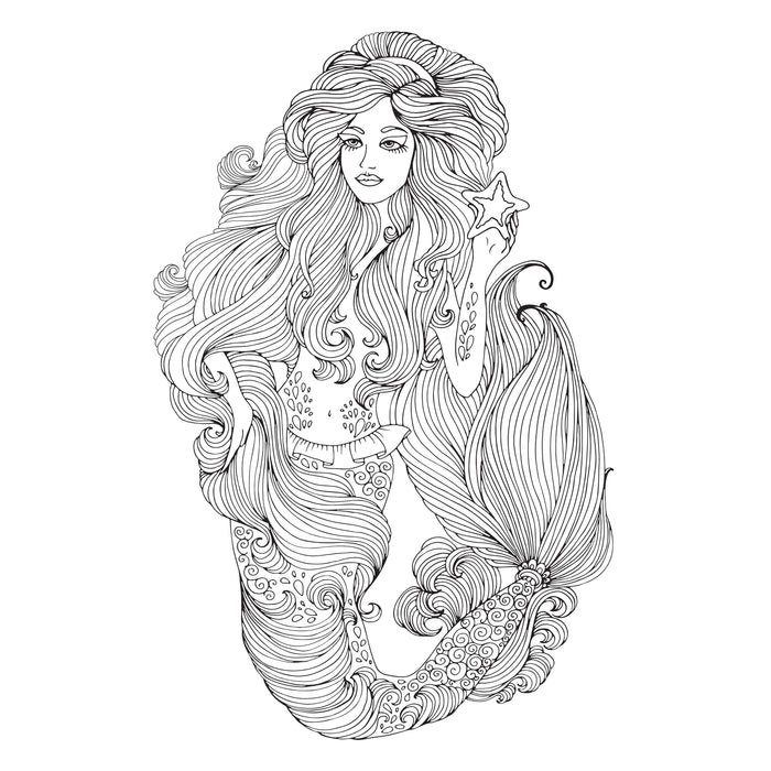 Inside page of The Colours of Fantasy Adult Colouring Book, featuring an intricate line drawing of a fantasy scene, ready for colouring.